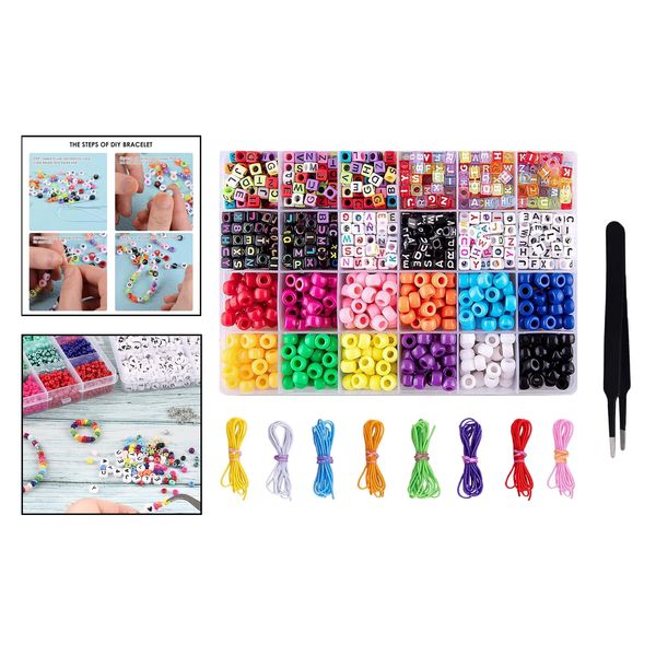 

plastic 6 x 9mm 360pcs pony beads + 600x alphabet beads for diy crafting