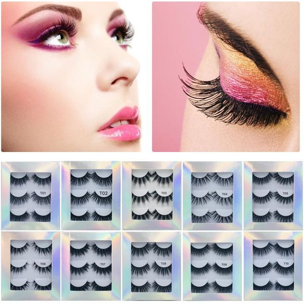 

nail art kits 20mm 3 pairs of mink lashes false eyelashes 3d multi-layer thickened fake extension handmade makeup