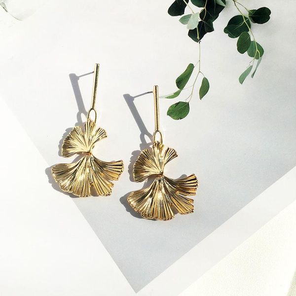 

bohemian geometric gold color ginkgo biloba leaf shape drop earrings for women statement earring jewelry accessories punk 2021, Silver