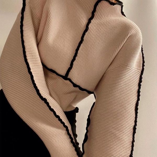 

women's sweaters autumn winter fashion women long sleeve pullover ribbed elegant solid wild simple christmas clothes female, White;black