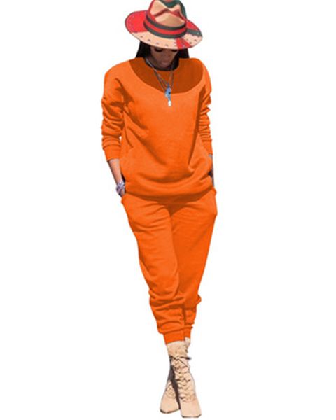 

womens stretch sweatshirt sports tracksuits fashion trend long sleeve round neck trousers suits designer female solid color casual 2pcs sets, Gray