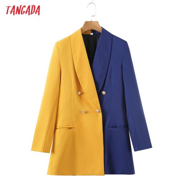

women's suits & blazers tangada women patchwork blazer coat vintage notched collar pocket 2021 fashion female casual chic 8h157, White;black