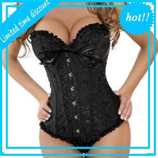 

wholesale corsets lingerie fashion new women plus size overbust female bustier g string black corset good quality, Black;white