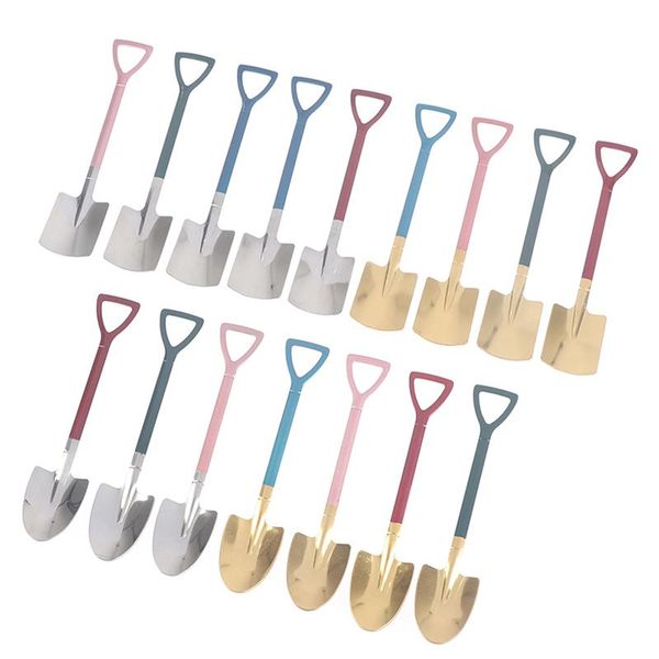 

spoons 2pcs coffee spoon cutlery set stainless steel retro iron shovel ice cream scoop creative tea-spoon fashion tableware
