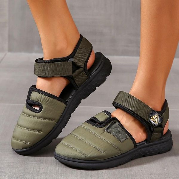 

sandals women's baotou summer comfy platform sole non-slip shoes female light soft bottom flat ladies big size 35~43, Black