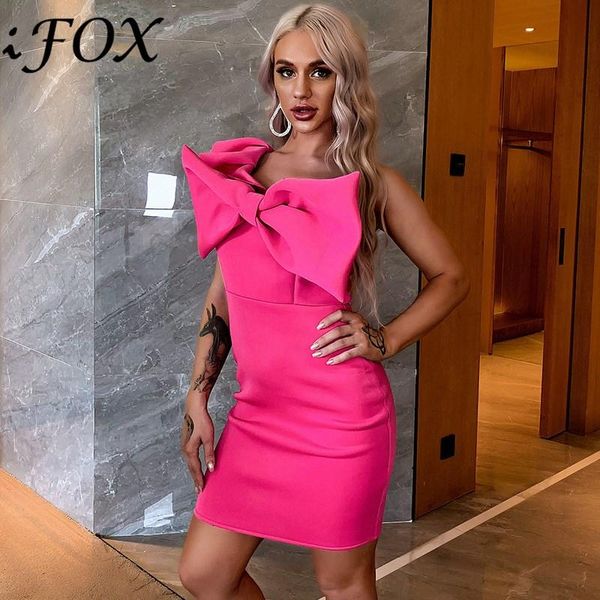 

ifox one shoulder asymmetrical women dress 2021 charming pink sleeveless ruffles sheath women party mini dress real p, Black;gray