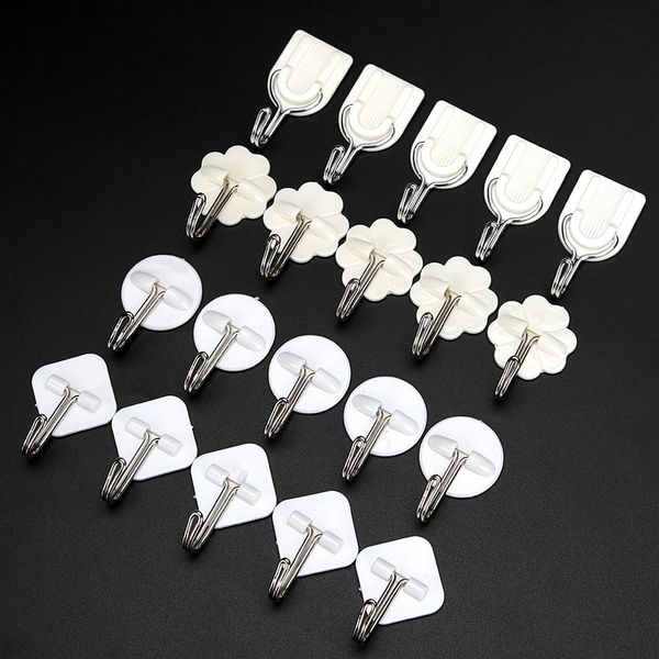 100 pcs / embalagem forte parede pegajosa taceless ganchos auto adesivo gancho banheiro cozinha escritório chave titular chave prateleira armazenamento decorativo 4 estilo jy0588