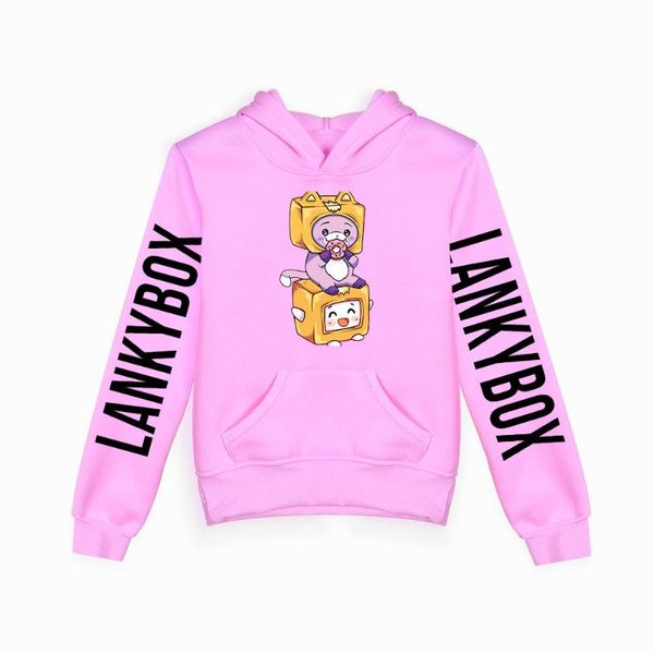

men's hoodies & sweatshirts anime cartoon lanky box lankybox kids for boys girls harajuku pullover hooded sweatshirt streetwear childre, Black