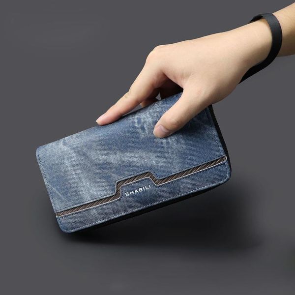 

wallets fashion pu leather men's long zipper wallet canvas pattern card package business casual youth clutch, Red;black