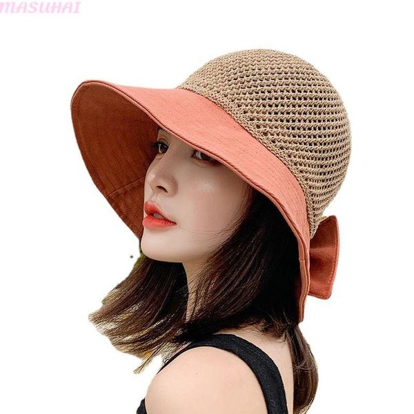

wide brim hats masuhai women fashion versatile sunscreen system hollowed out face covering japanese protective fisherman hat summer, Blue;gray