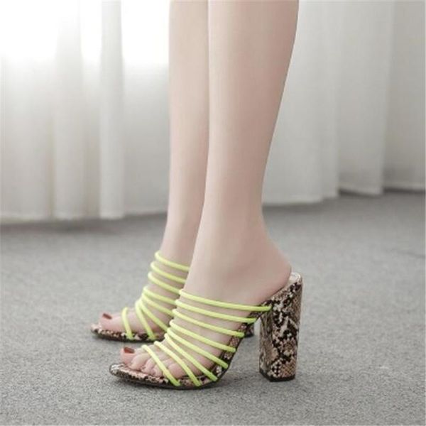 

slippers bbzai pattern superior quality explosive money nightclub ladies shoes 11cm coarse heel fashion show 35-41 42, Black