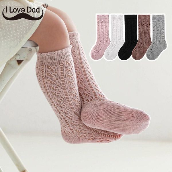 

socks summer baby solid color hollow kids girl knee high breathable mesh infant toddler long, Pink;yellow