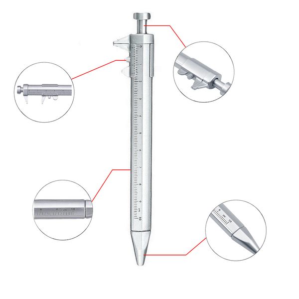 

0-100mm Plastic Multifunction Caliper Pen Vernier Caliber Roller Ballpoint ScaleRuler Measuring Writing Instrument Stationery