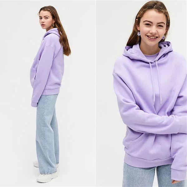 

2021 new elegant solid sweatshirt hoodie soft warm winter long sleeve casual girls fashion pullovers hoodies women cotton 5tg1, Black