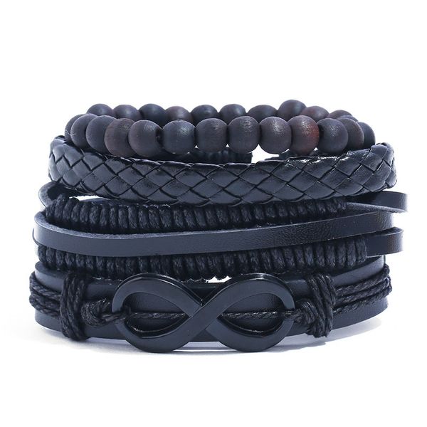 

bangles bracelet simple suit diy woven leather men's, Black