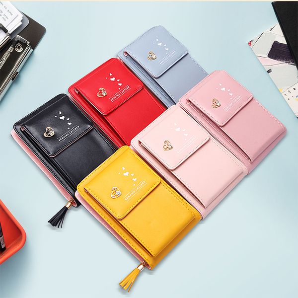 

phone bags phone holder travel cross body wallet small handbag women shoulder bag fashion solid crossbody bag lady pu leather, Red;black