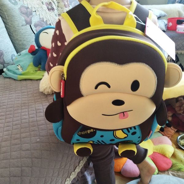 

2019 new smile monkey school bags for kindergarten child 3d animals design toddler boys bag children backpack girls kids gift