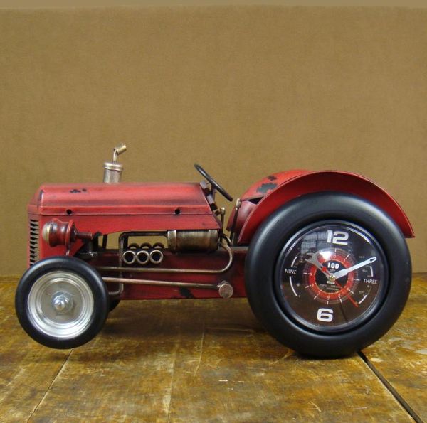 

desk & table clocks ragged effect iron art tractor model clock handmade metal vehicle mantel homeware decor craft accessories furnishing