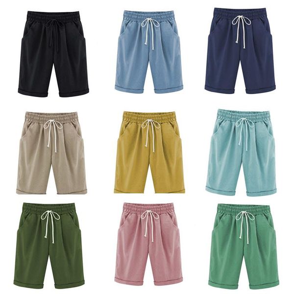 

women's shorts 2021 summer women high waist with pockets casual loose plus size 8xl elastic, White;black
