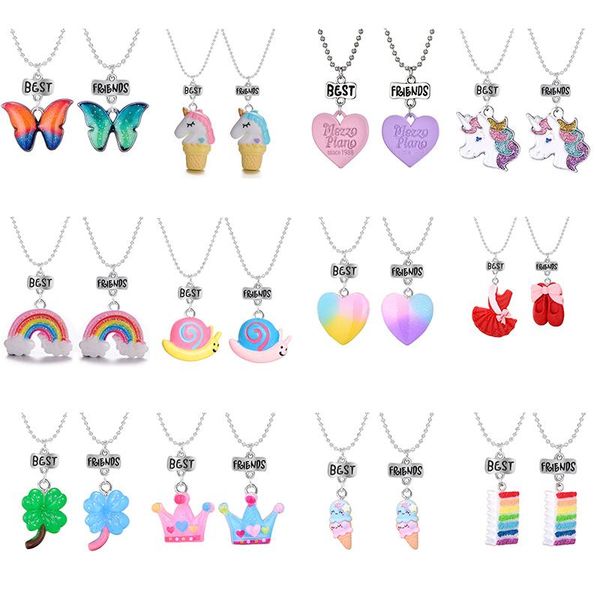 

pendant necklaces 2021 cute colorful raccoon shape chain friends necklace bff friendship children's jewelry gift for girls, Silver
