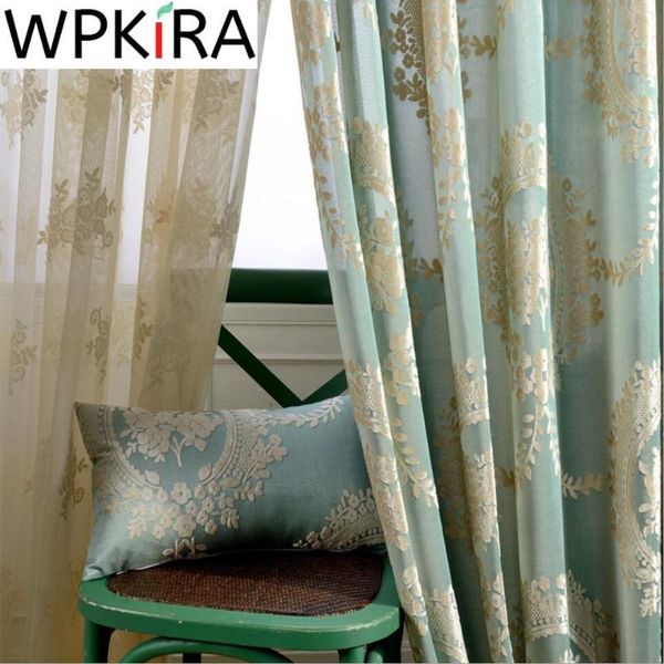 

curtain & drapes luxury european jacquard fabric for living room semi-blackout coffee curtains embroidered tulle bedroom hc039-20