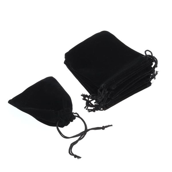 

gift wrap 10pcs 9*12cm drawstring wedding favor bags candy jewelry pouch (black)
