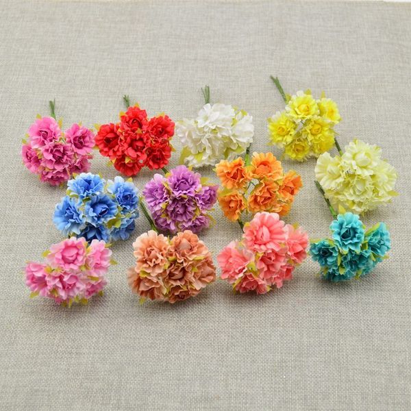 

6 uds artificial flor boda para la decoración del coche álbum recortes ramo flores diy coronas artesanía dulces caja de