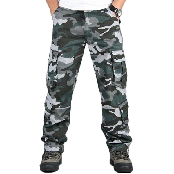 Camo Hosen Männer Military Multi Pocket Cargo Hosen Hip Hop Joggers Urban Overalls Outwear Camouflage Taktische Hosen Großhandel 210723