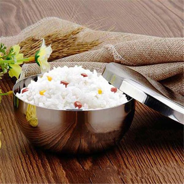 

bowls 1pc eco-friendly stainless steel round bowl rice soup double insulation container kitchen tableware for children
