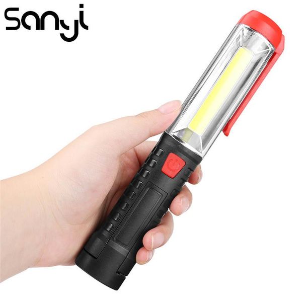 

sanyi cob led torch 3800lm 1 mode working light power by 3* battery portable lantern