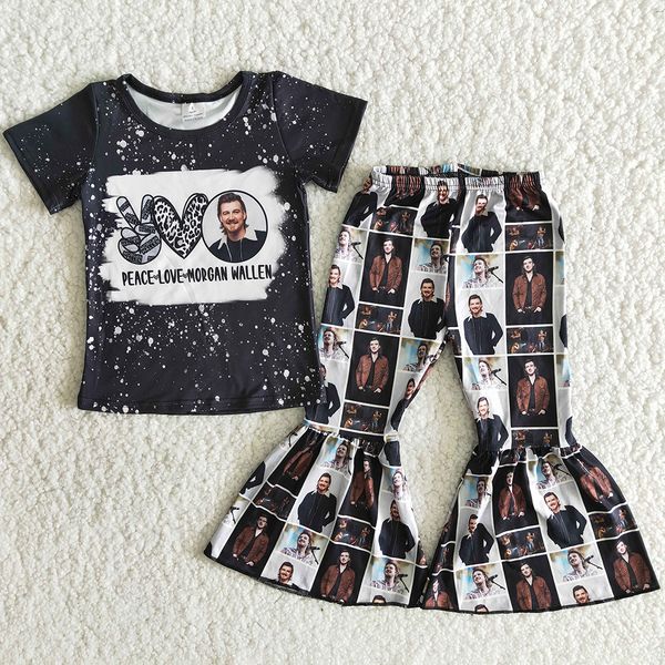 

kids designer clothes girls bell bottom outfits fashion wholesale children clothes sets toddler baby girls clothing set new design, White