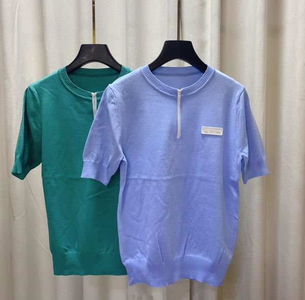 

women's 2022 solid color short sleeve knit t-shirt all-match top, White