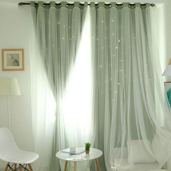 

curtain & drapes hollowed out star shading window purdah for home living room deco