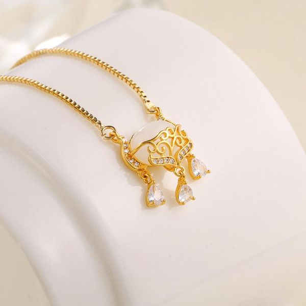 

chains simple cubic zirconia gold color longevity lock pendant fashion cute aesthetic necklace women wedding jewellery, Silver