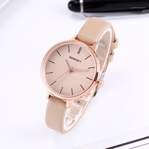 

wristwatches women watches 2021 ultra slim small watch dress quartz wristwatch leather watchband female clock relogio feminino, Slivery;brown