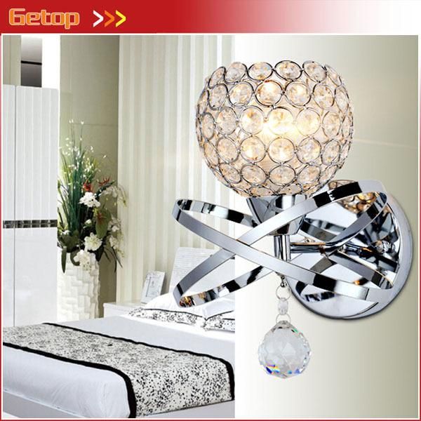 

wall lamp modern crystal bedside bedroom stair lights e14 led gold/silver color