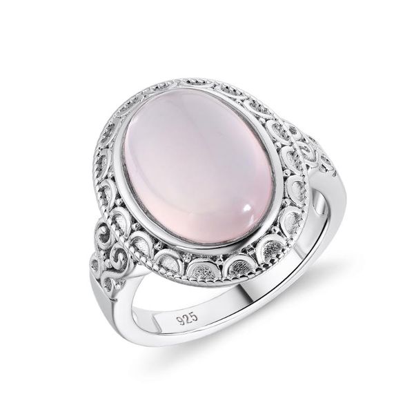 

cluster rings gz zongfa classic simple 925 sterling silver women jewelry natural pink quarte gem solitaire engagement bridal wedding, Golden;silver