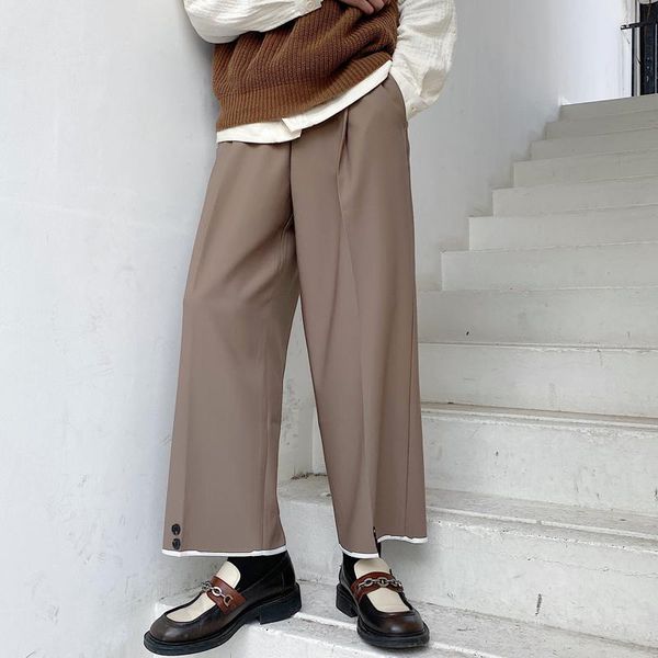 

men loose wide leg pants england style straighe casual pant fashion mens clothing harajuku vintage jogger trousers black khaki