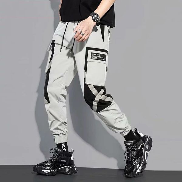 

fashion harajuku hip hop streetwear joggers cargo casual clothing elastic waist men broek, Black