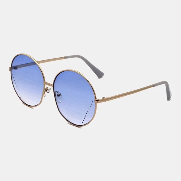 

round frame metal full tinted lens uv protection fashion sunglasses, Black