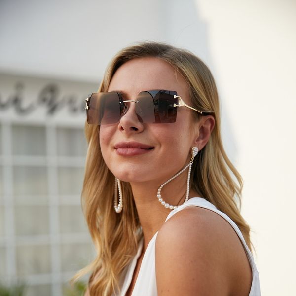 

2021 new frameless women's personality korean p sunglasses men's fashion, White;black