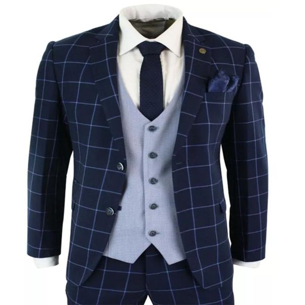

men's suits & blazers robe de mariÃ©e formal prom party men for wedding 3 pieces palid checked blazers+vest+pants slim fit groomsman wea, White;black