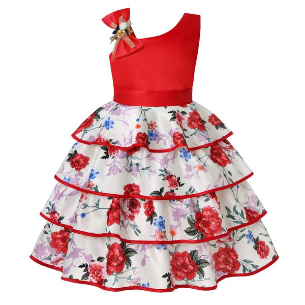 

2021 children clothing baby girls dresses princess dress vestidos for girl birthday party ball gown wedding dress for 3-10 age, Red;yellow