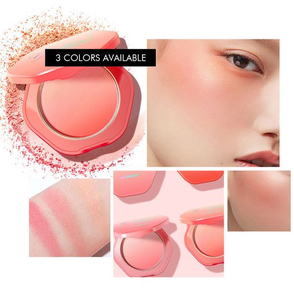 KISS BEAUTY Cor única Face Blush Pó Natural Colorido Gradiente Pincel Paleta Pigmento Mineral Contorno Maquiagem Cosméticos 4 cores