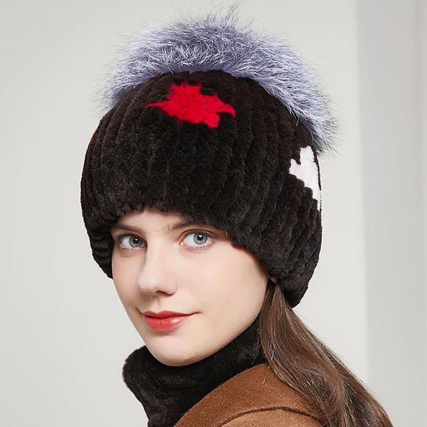 

berets fur hat 100% real cap with silver ball and scarf winter genuine ear protection, Blue;gray