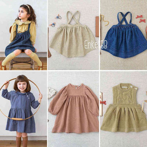 EnkeliBB Ärmelloses Trägerkleid Frühlingsneuheiten Soor Ploom Kinder Mädchen Vintage-Stil Kleidung Hohe Qualität Kinder Tragen G1218