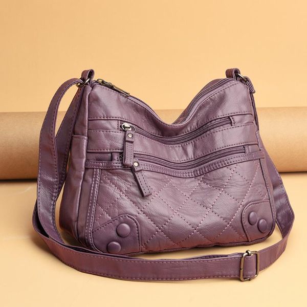 

evening bags women shoulder stylish checker pu leather crossbody daily traveling elegant solid color messenger