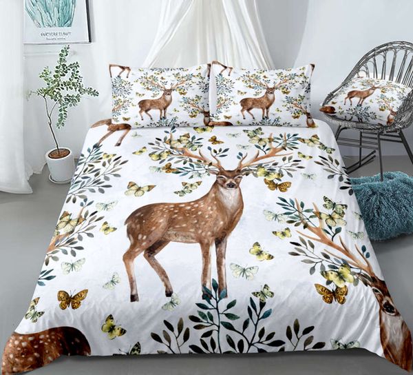 

elk fox duvet cover set kids galaxy bedding set blue animal duvet cover with pillowcase flowers bed set girls 2/3-piece