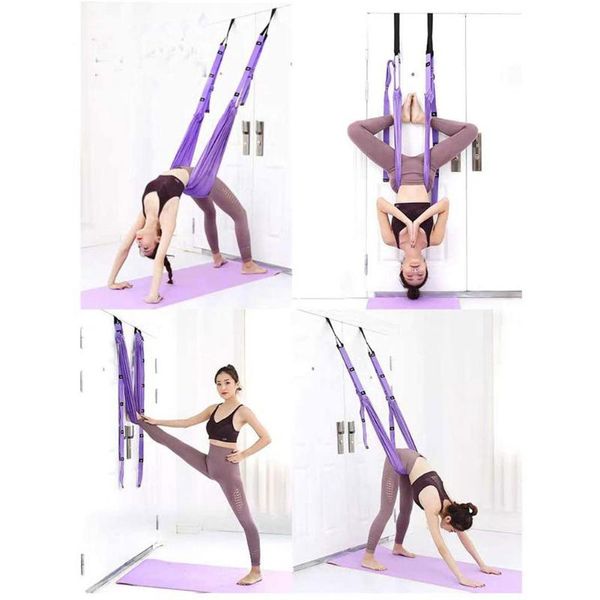 

resistance bands aerial hammock yoga rope stretch the leg splits practic elastic bar&bends down to handstand training device