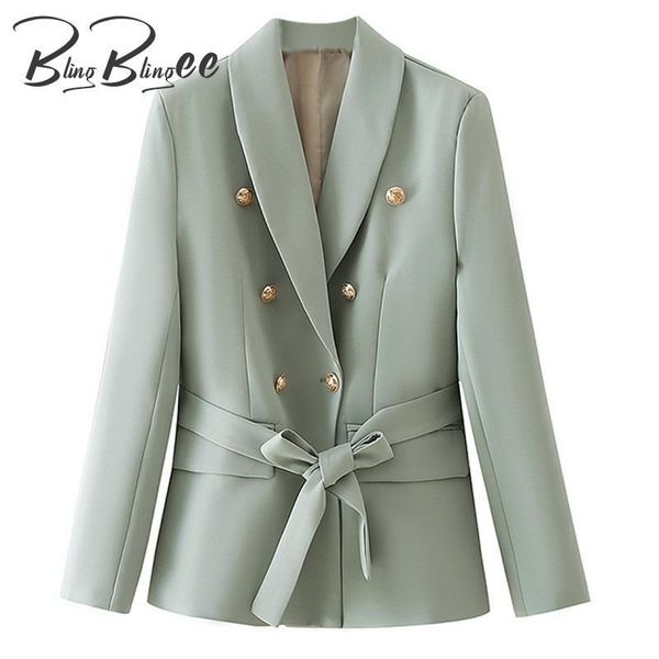 

women's suits & blazers blingblingee ol style summer autumn green casual long sleeve metal double breasted slim women suit jacket with, White;black